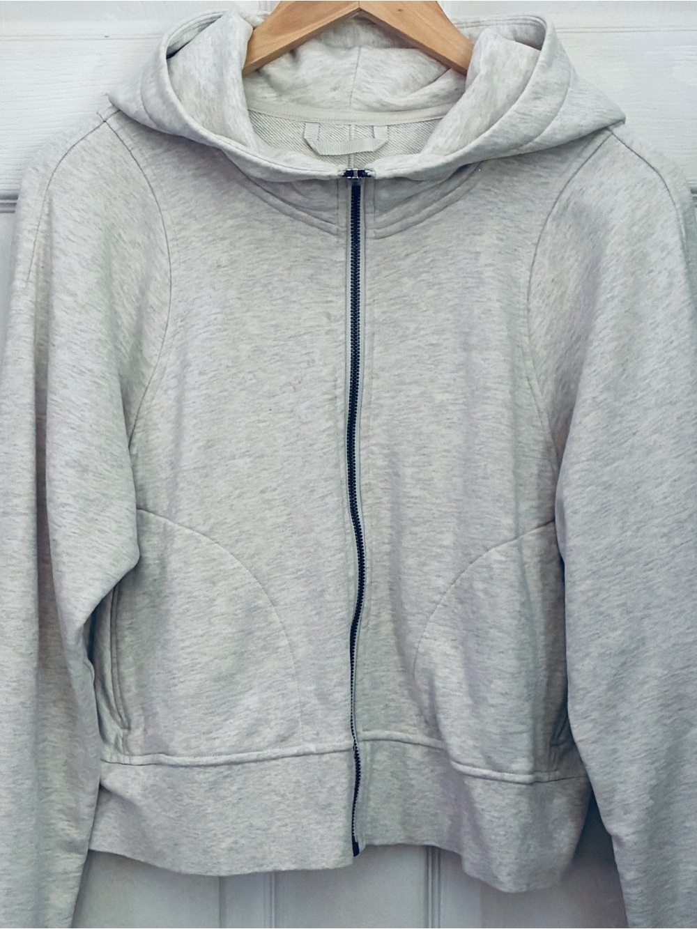 lululemon athletica Heather Light Gray Zip-Front Hooded Bomber